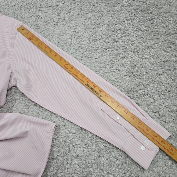Mizzen Main‎ Shirt Men XL Pink White Button Trim Fit Performance Office READ - Picture 11 of 12